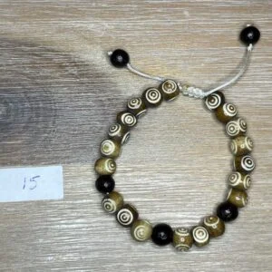 Armbandje tijgeroog kralen met zwarte kralen 15cm